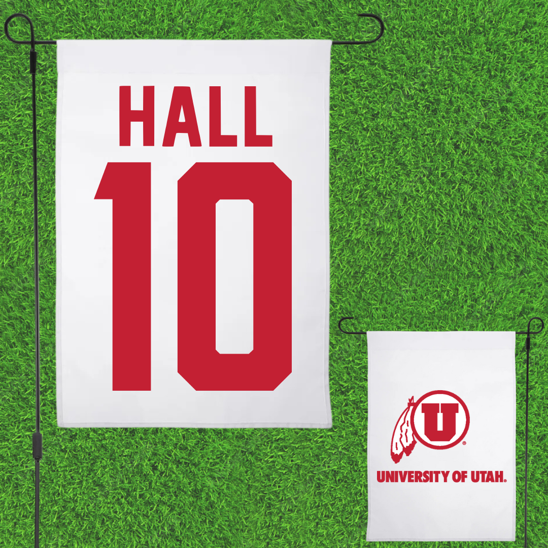University of Utah Football White Garden Flag - #10 Johnathan Hall
