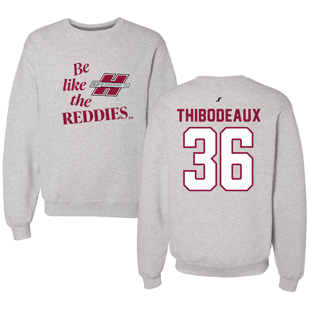 Henderson State University Football Light Gray Be Like Us Crewneck - #36 Eric Thibodeaux
