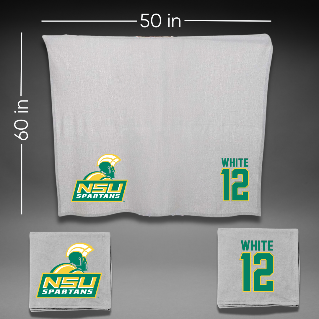 Norfolk State University Football Gray Blanket - #12 Jaylen White