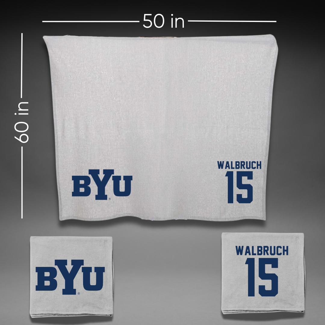 Brigham Young University Soccer Gray Blanket - #15 Ellie Walbruch