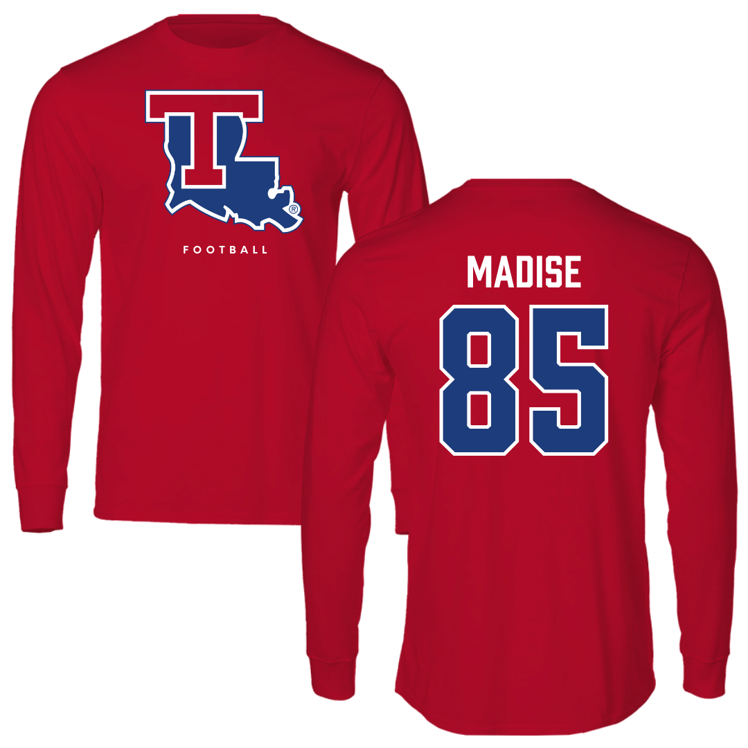Louisiana Tech University Football Red Performance Long Sleeve - #85 Adem Madise
