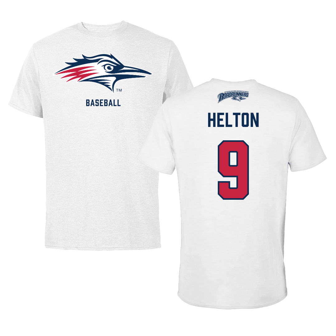 Metropolitan State University of Denver Baseball White Performance Tee - #9 Brad Helton