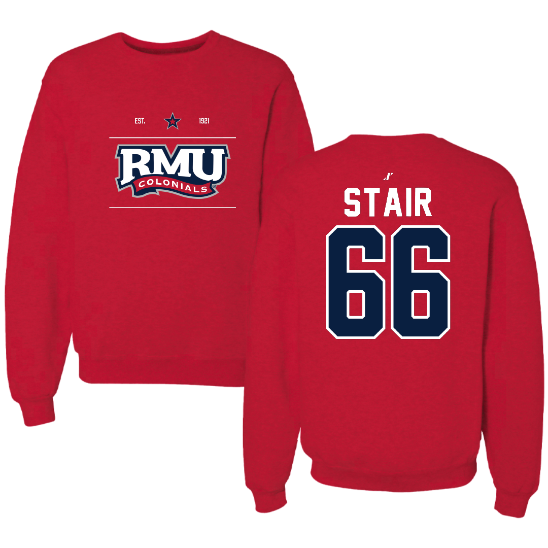 Robert Morris University Football Red General Crewneck - #66 Aidan Stair