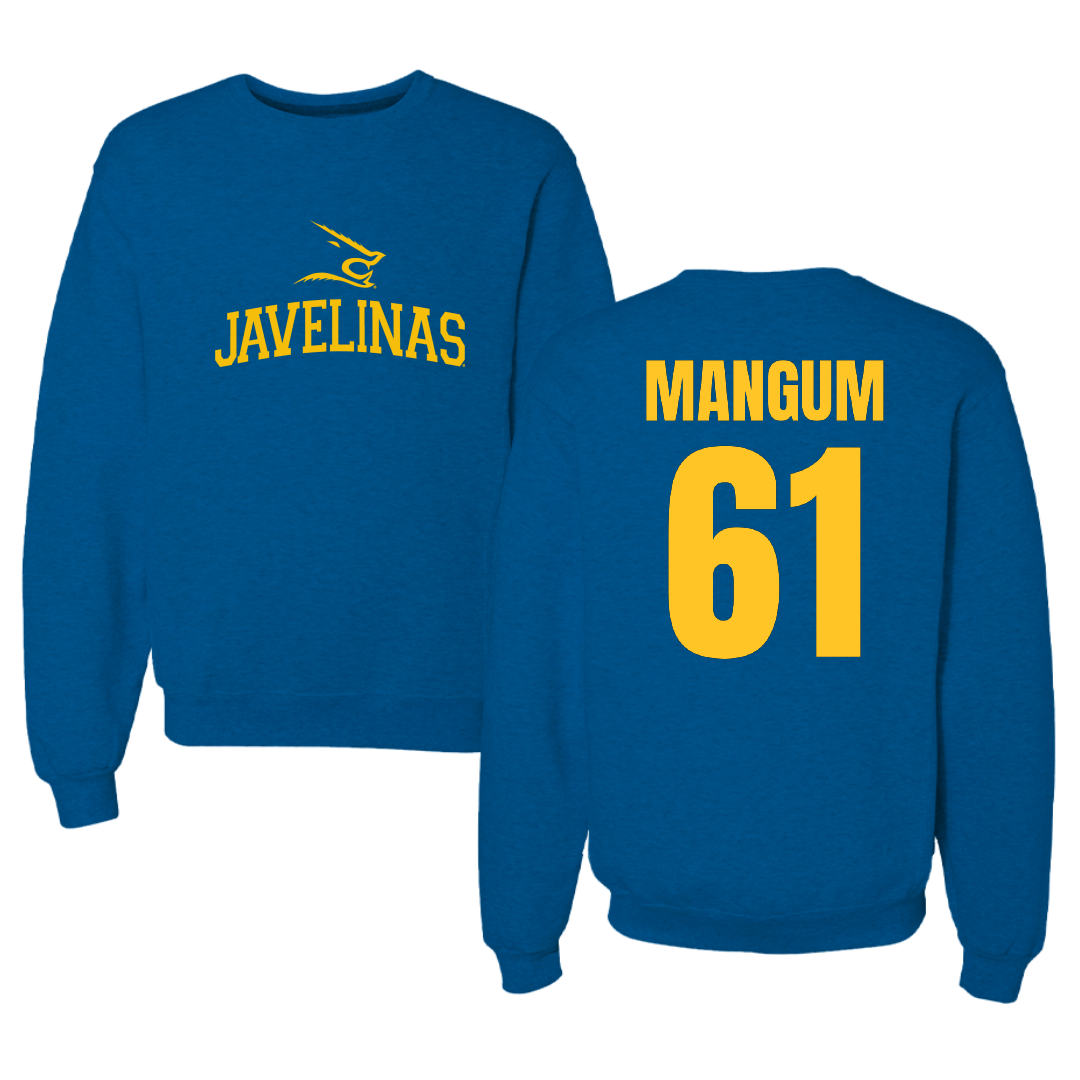 Texas A&M University-Kingsville Football Blue Crewneck - #61 Hunter Mangum