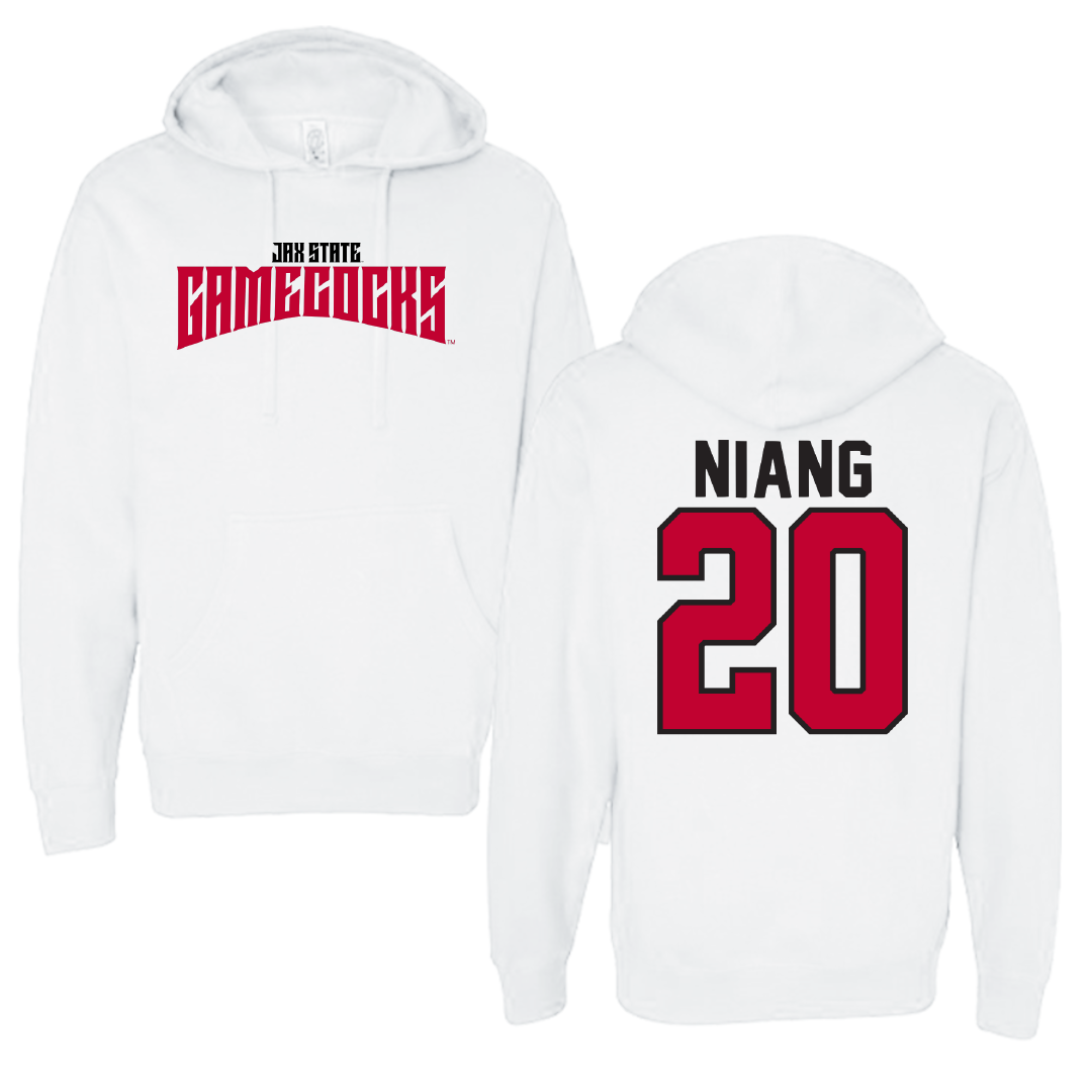 Jacksonville State University Basketball White Classics Hoodie - #20 Gora Niang