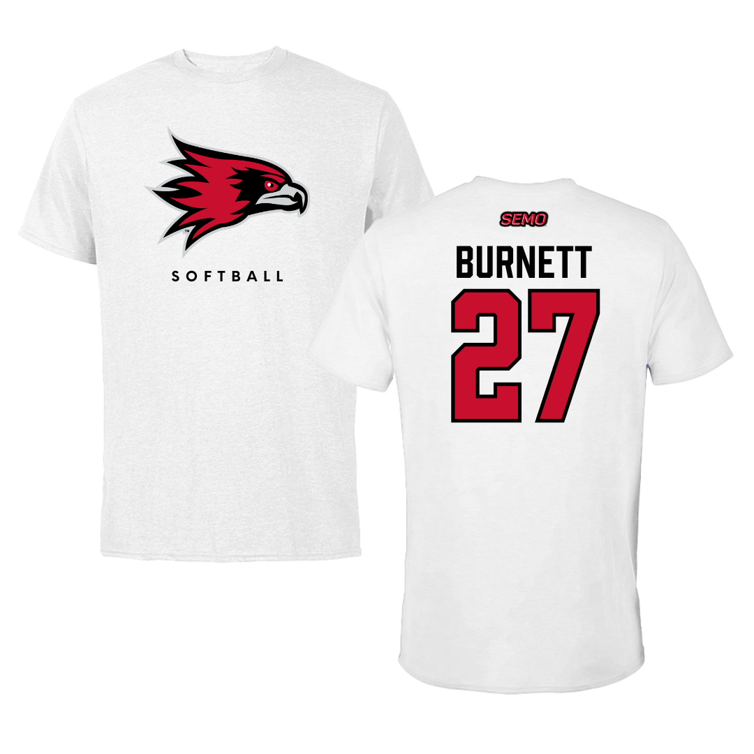 Southeast Missouri State University Softball White Performance Tee - #27 Hailey Burnett
