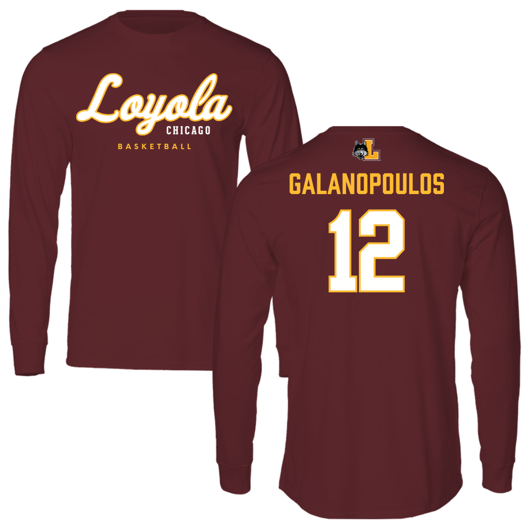 Loyola University-Chicago Basketball Maroon Block Performance Long Sleeve - #12 Sam Galanopoulos