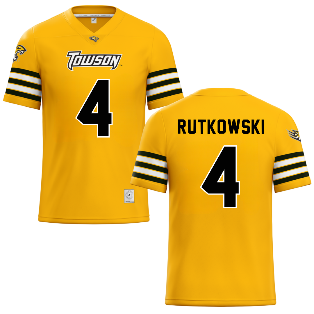 Towson University Gold Football Jersey - #4 Evan Rutkowski