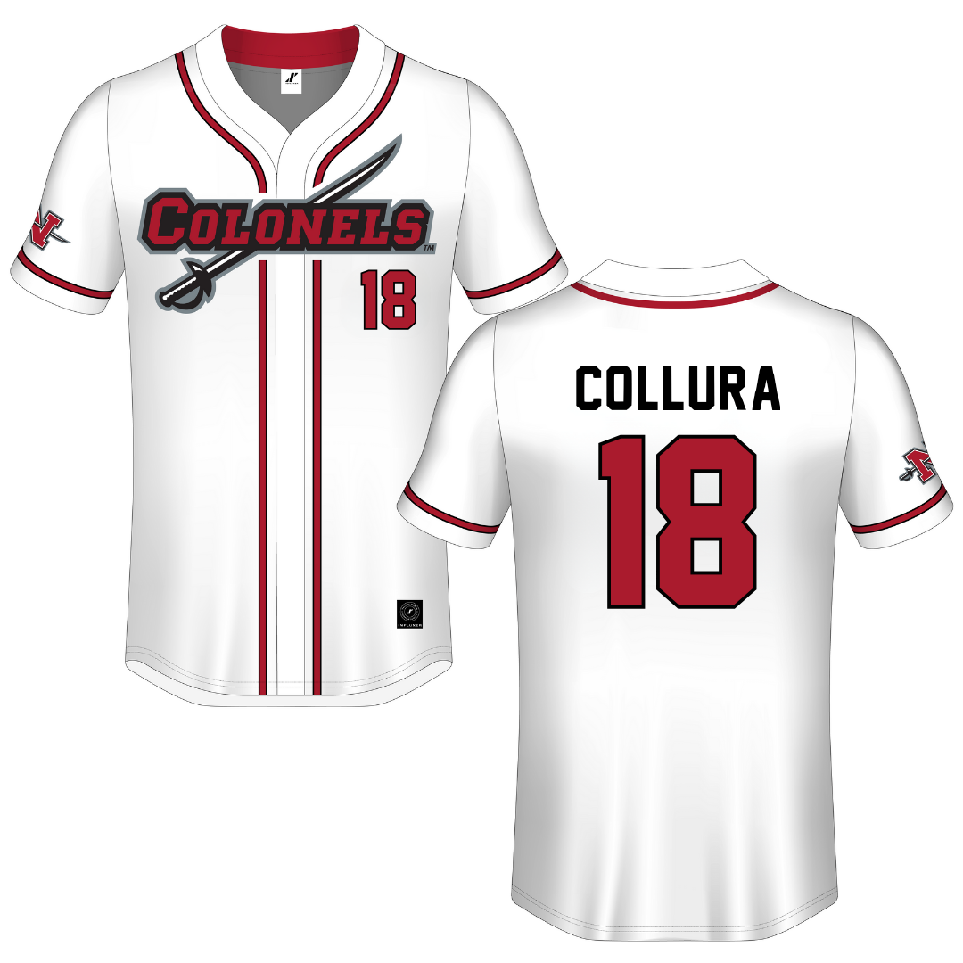 Nicholls State University White Button-Down Jersey - #18 Jaden Collura
