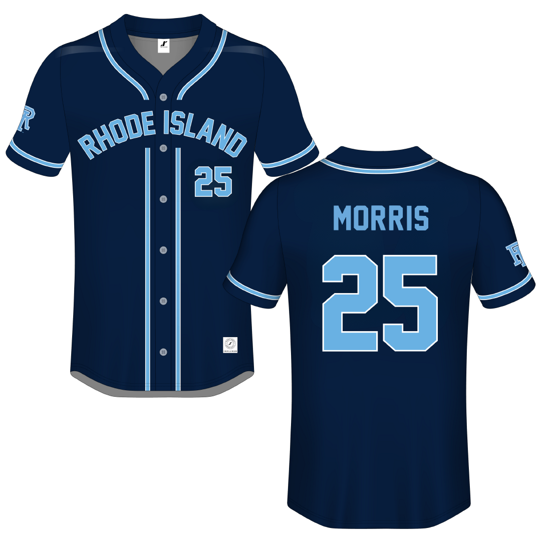 University of Rhode Island Navy Button-Down Jersey - #25 Zach Morris