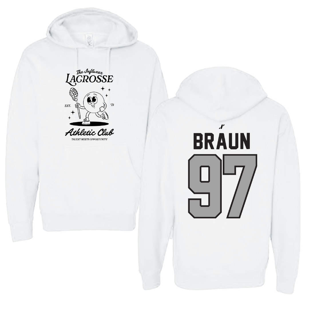 Lacrosse White Influxer Athletic Club Hoodie - #97 Cole Braun