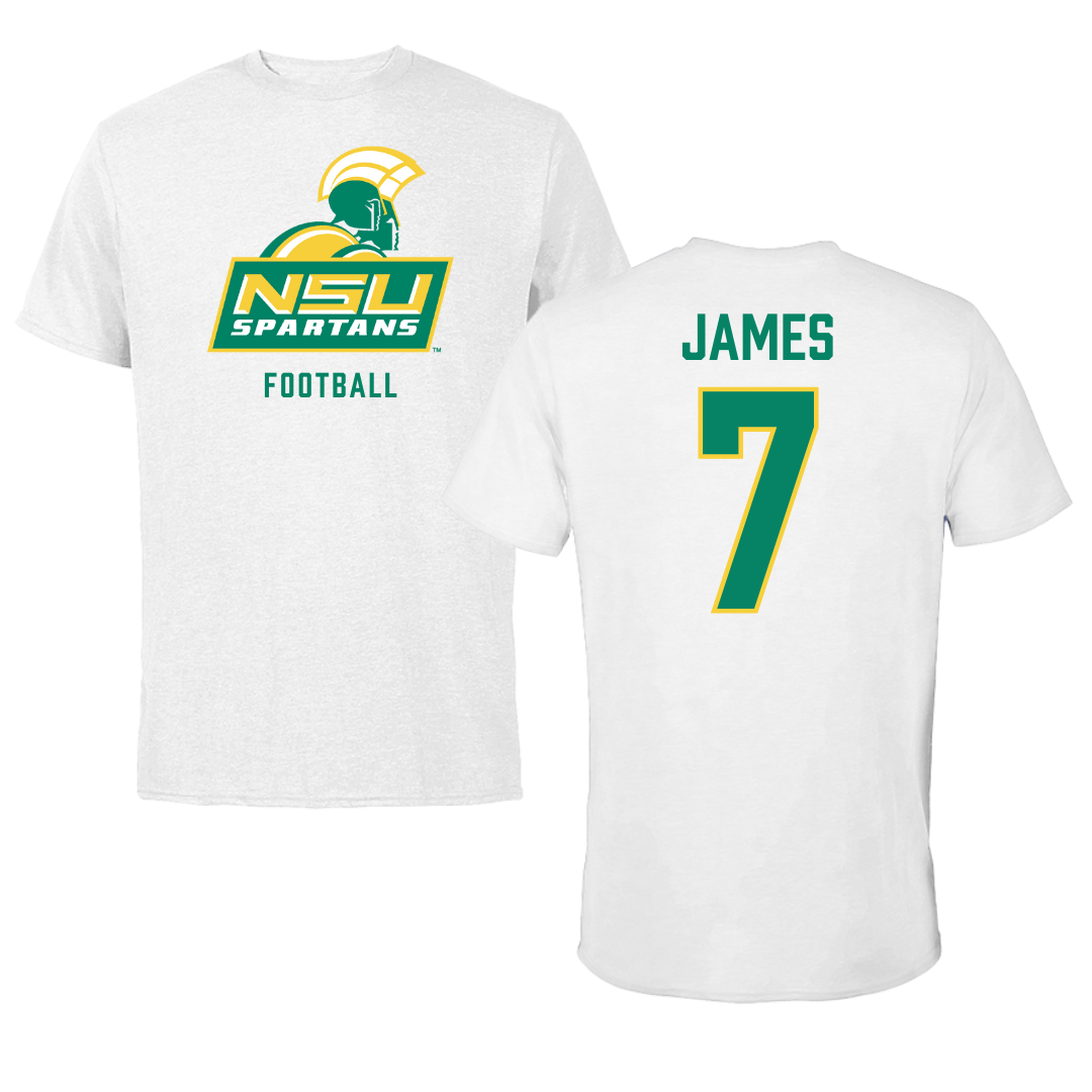 Norfolk State University Football White Performance Tee - #7 Nolan James