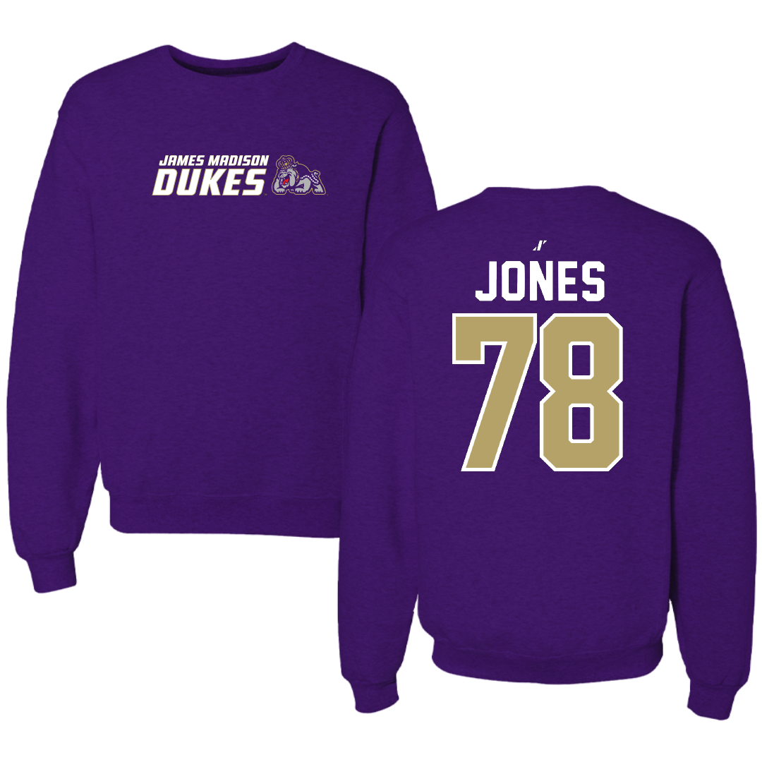 James Madison University Football Purple General Crewneck - #78 Cameron Jones