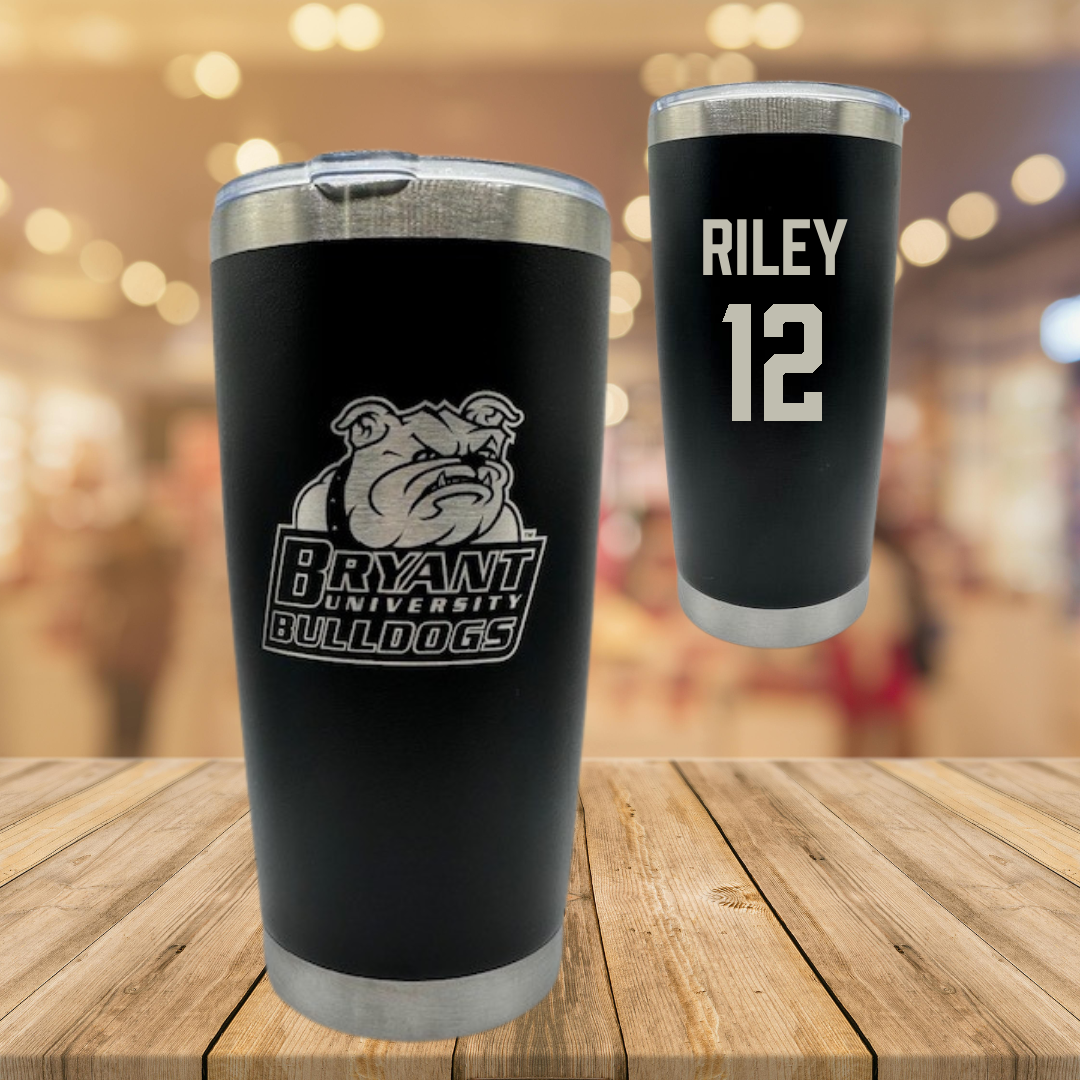 Bryant University Football Black Stainless Steel Tumbler - #12 Tristen Riley