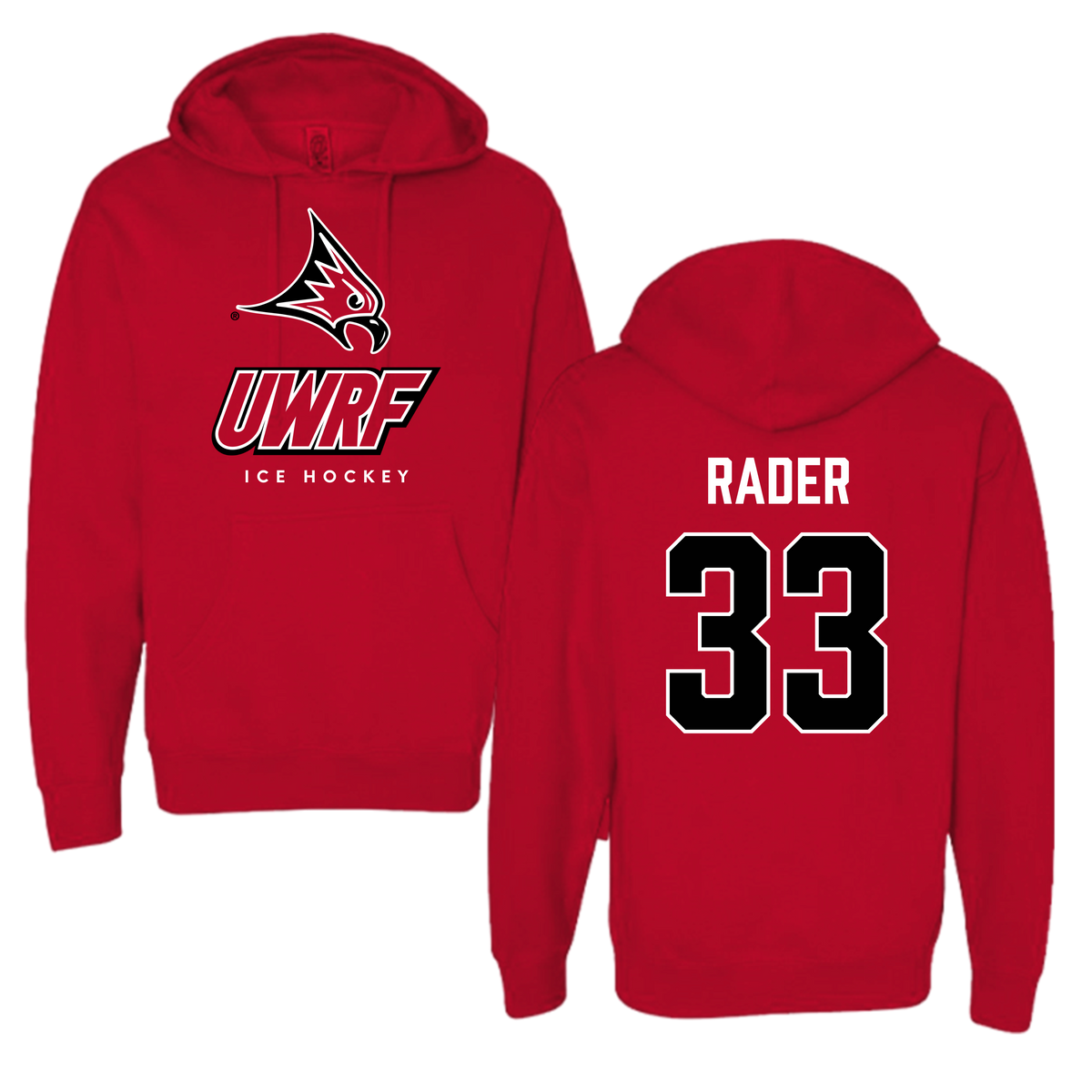 University of Wisconsin-River Falls Ice Hockey Red Hoodie - #33 Anna Rader