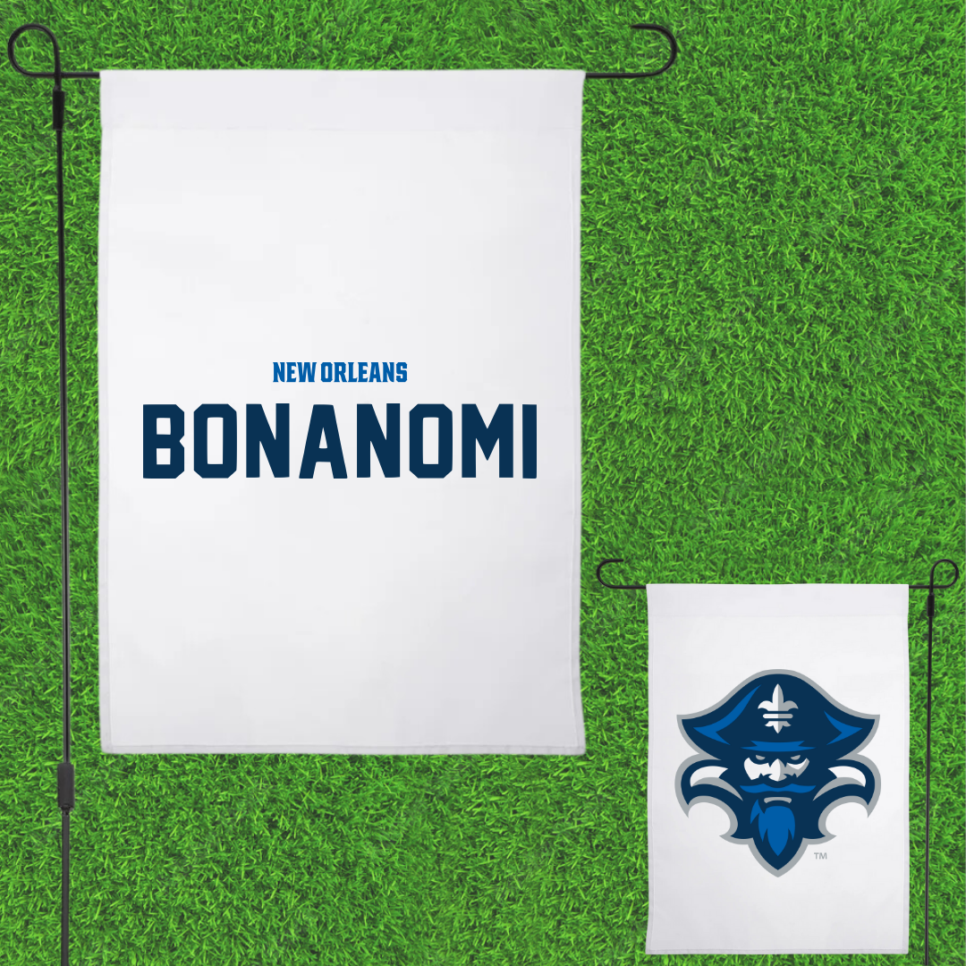 University of New Orleans TF and XC White Garden Flag - Irene Bonanomi