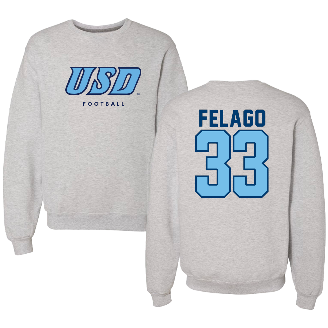 University of San Diego Football Gray Crewneck - #33 Nick Felago