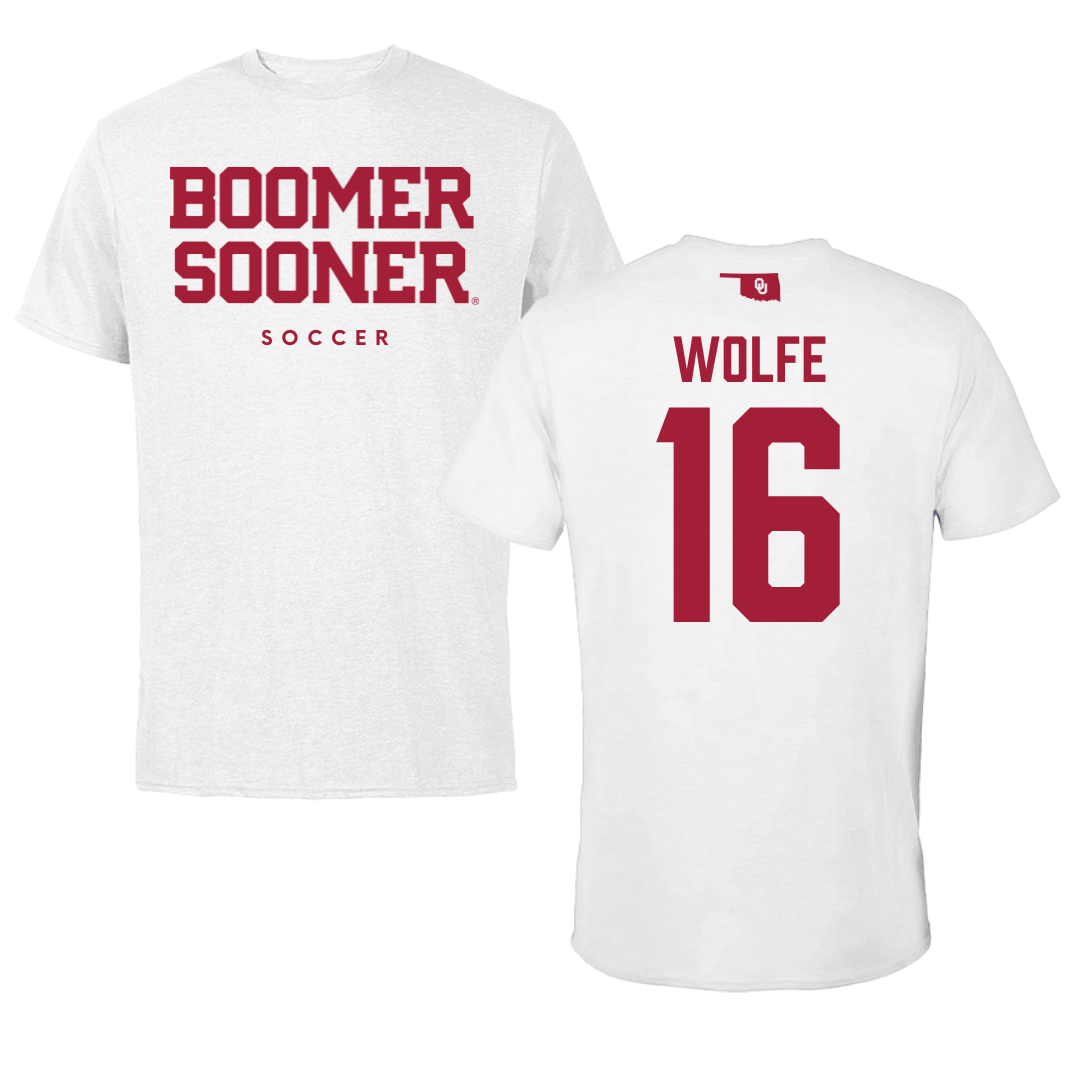University of Oklahoma Soccer White Performance Tee - #16 Dani Wolfe