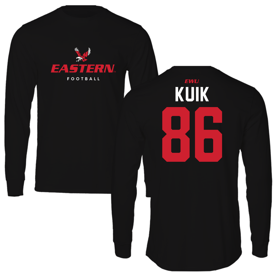 Eastern Washington University Football Black Eastern Long Sleeve - #86 Braden Kuik