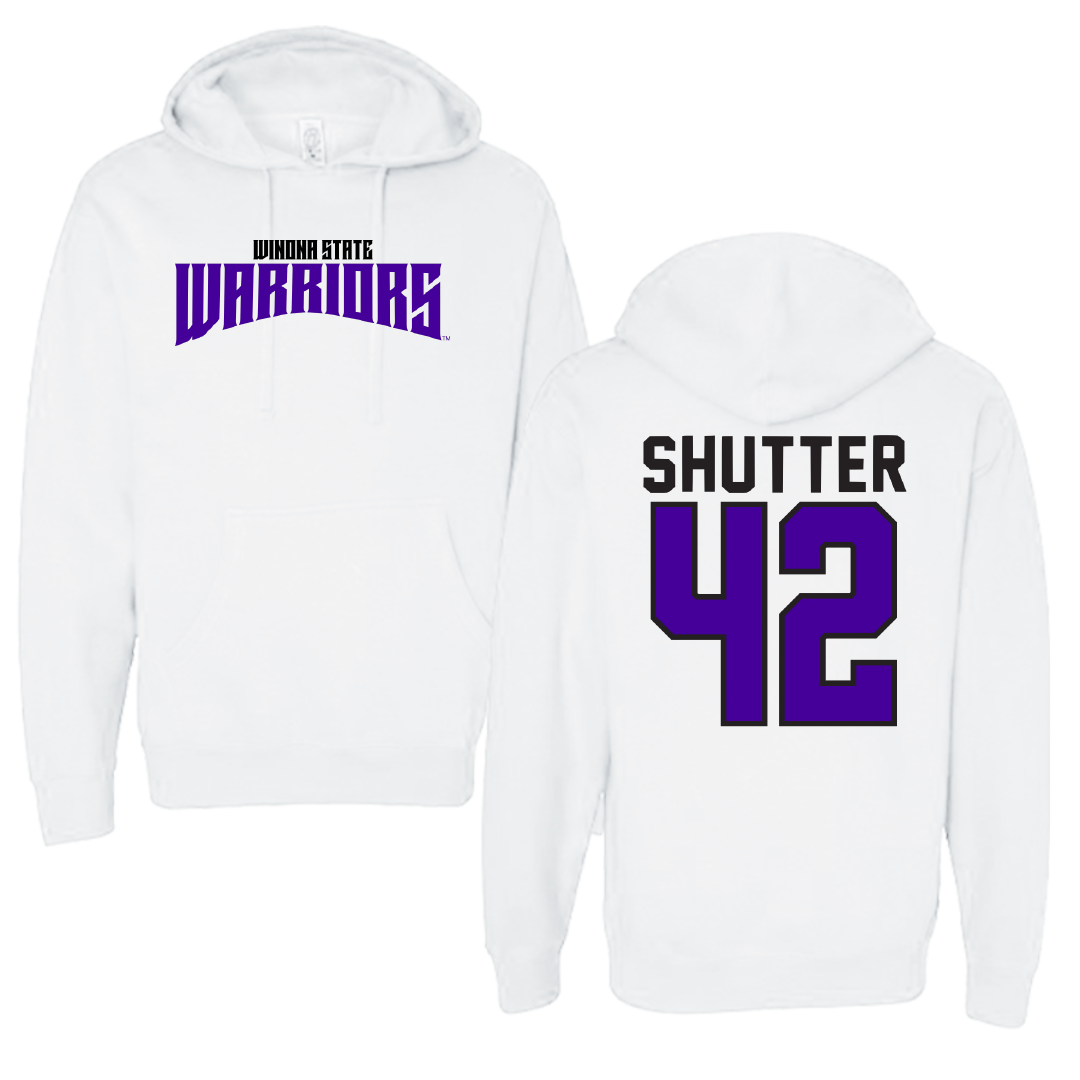 Winona State University Football White Classic Hoodie - #42 Sam Shutter