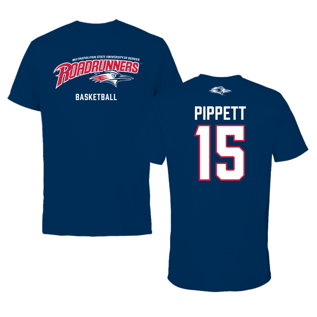 Metropolitan State University of Denver Basketball Navy Performance Tee - #15 Jackie Pippett