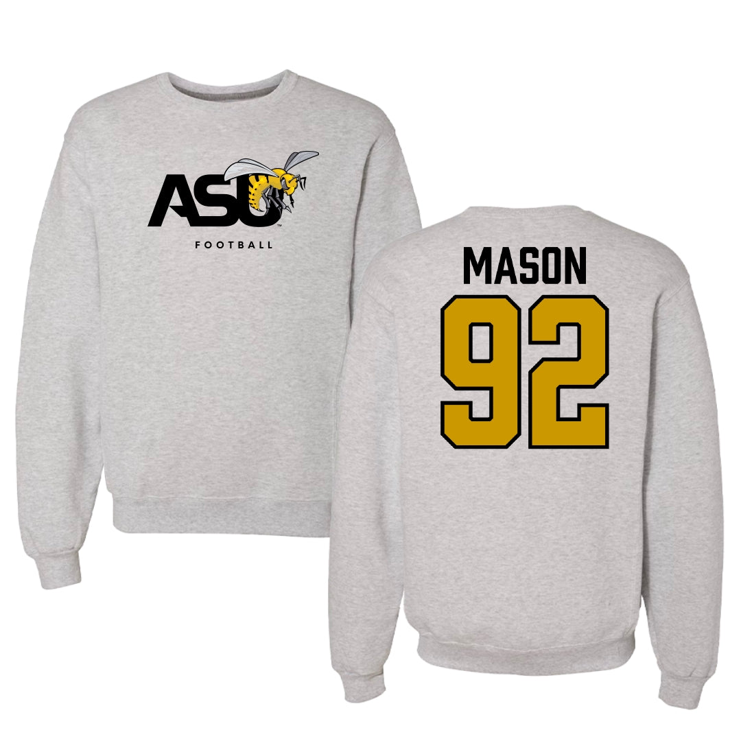 Alabama State University Football Light Gray Crewneck - #92 Ajani Mason