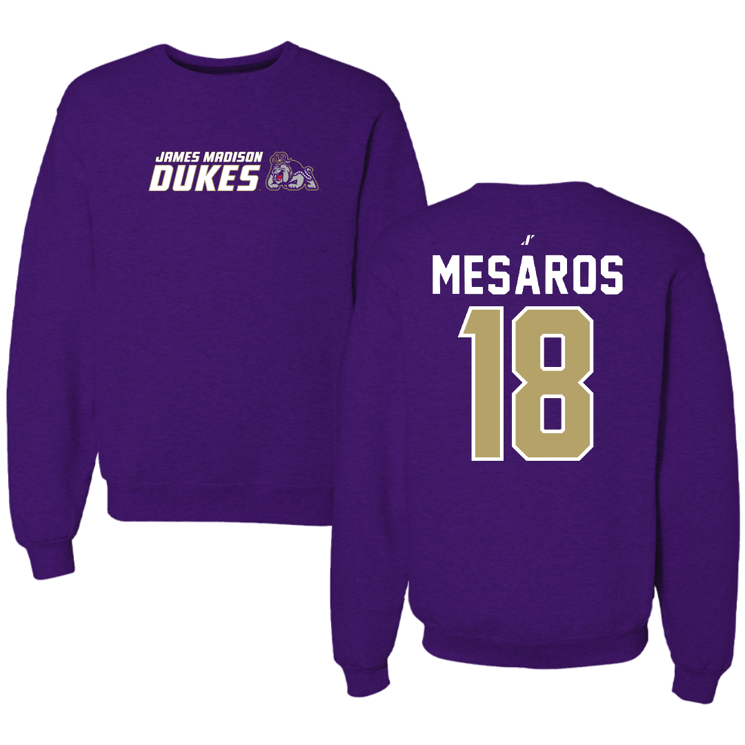 James Madison University Softball Purple General Crewneck - #18 Morgan Mesaros