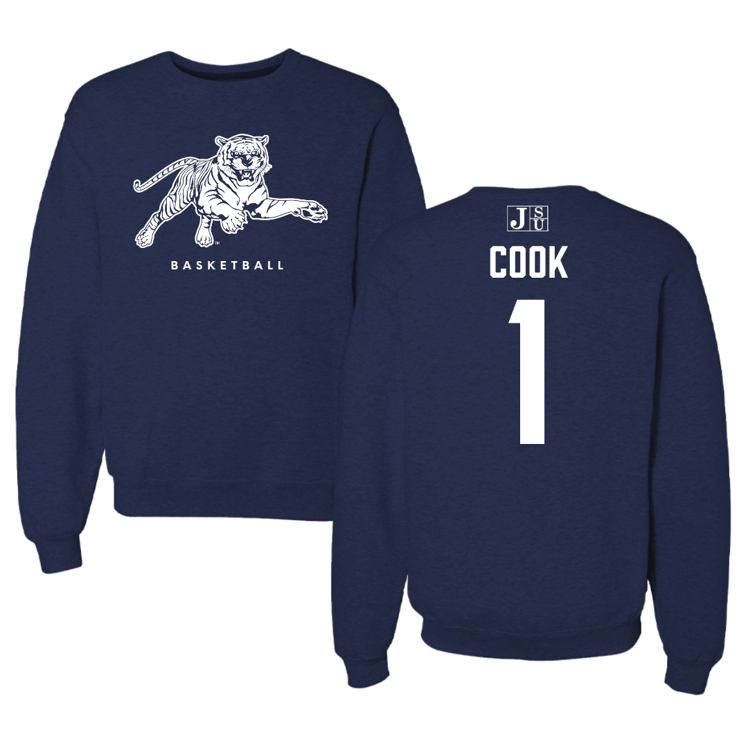 Jackson State University Basketball Navy Crewneck - #1 Zeke Cook