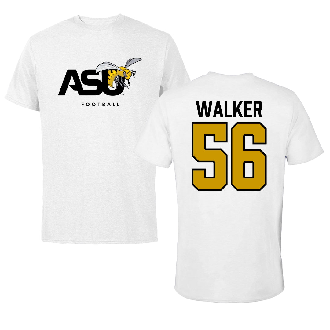 Alabama State University Football White ASU Tee - #56 Elijah Walker