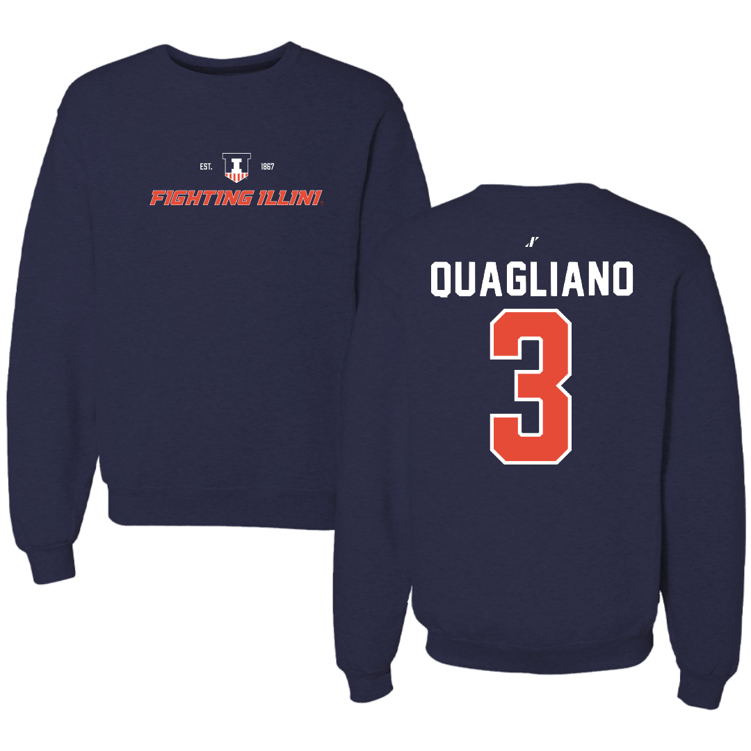 University of Illinois Baseball Navy General Crewneck - #3 Coltin Quagliano