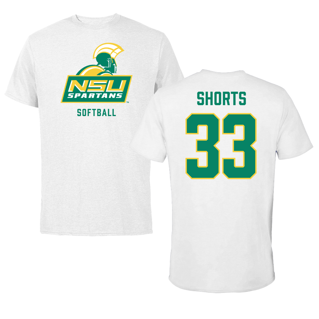 Norfolk State University Softball White Performance Tee - #33 Emory Shorts