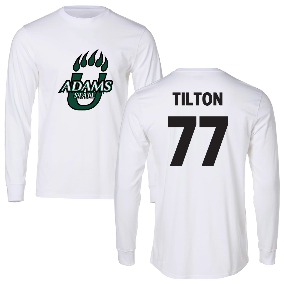Adams State University Football White Performance Long Sleeve - #77 Wyatt Tilton