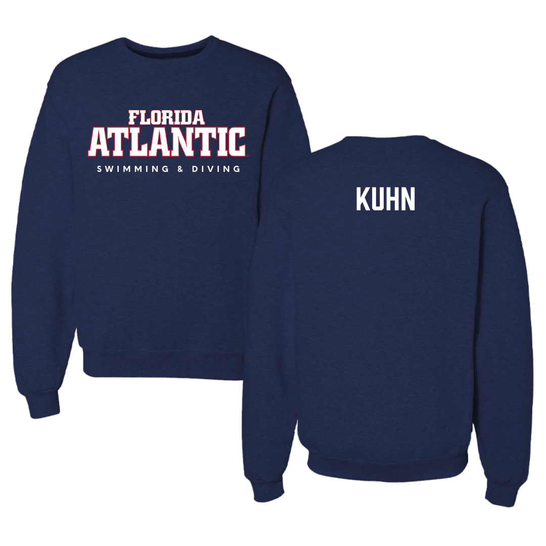 Florida Atlantic University Swimming & Diving Navy Crewneck - Trevor Kuhn