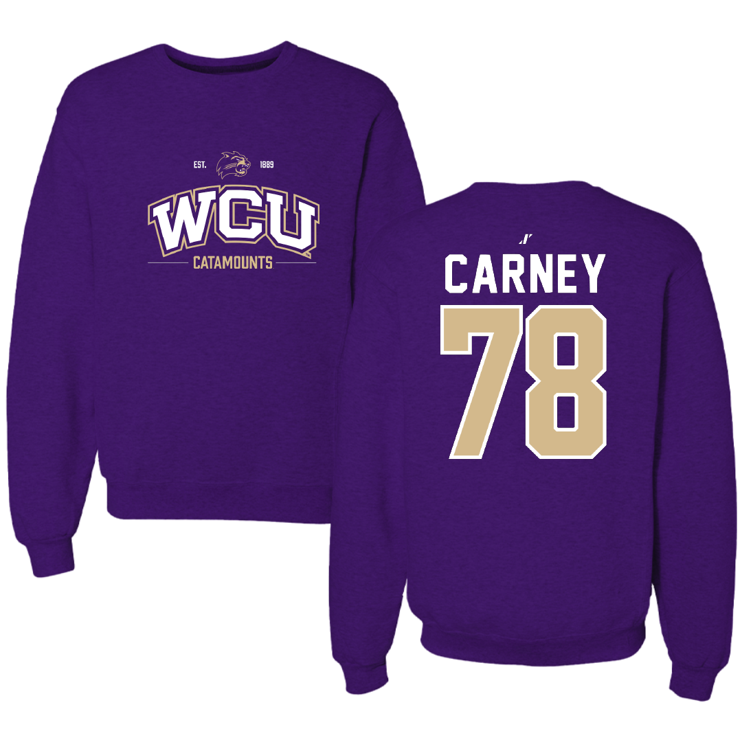 Western Carolina University Football Purple General Crewneck - #78 Evan Carney