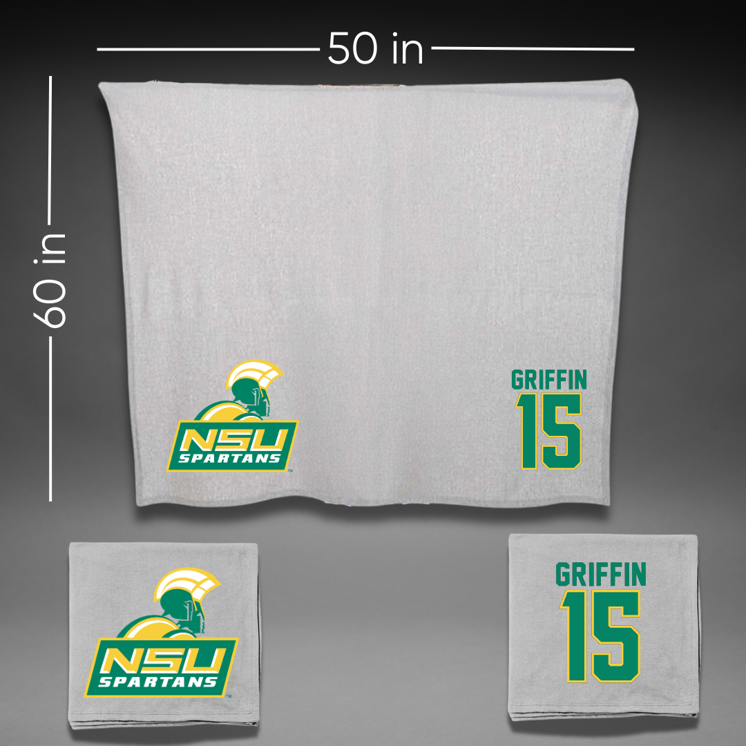 Norfolk State University Football Gray Blanket - #15 Jordan Griffin