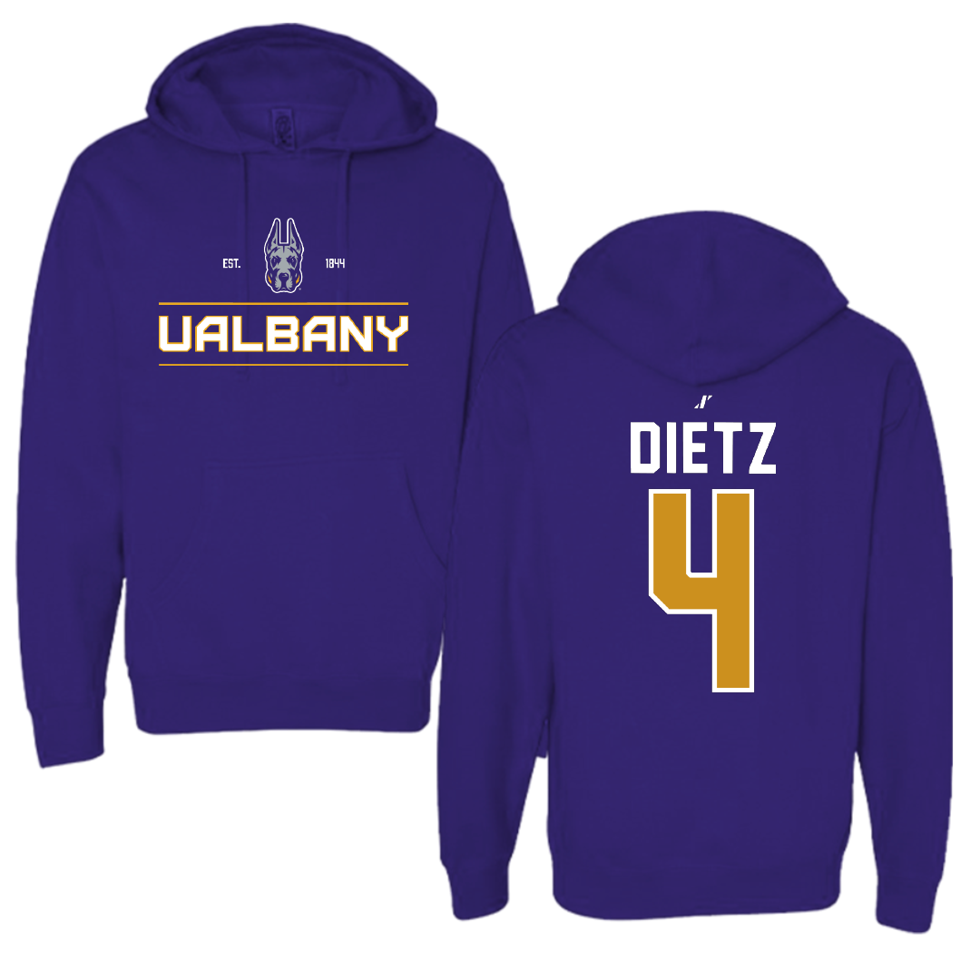 University at Albany Football Purple General Hoodie - #4 MarQeese Dietz