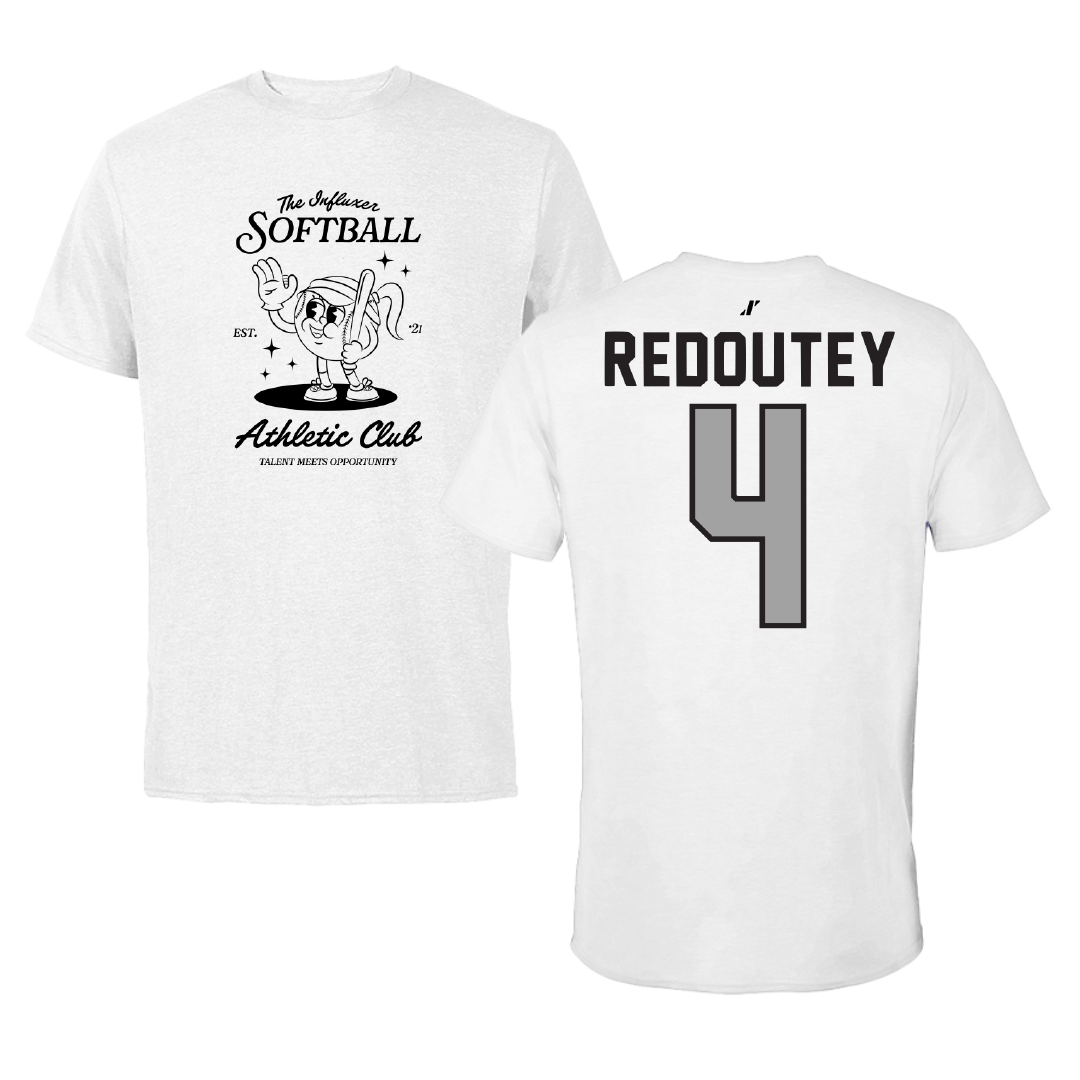 Softball White Influxer Athletic Club Tee - #4 McKenzie Redoutey
