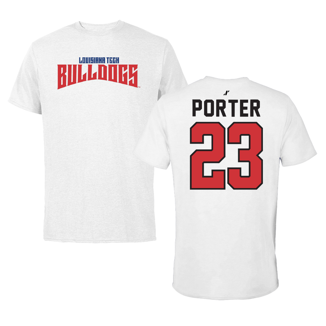 Louisiana Tech University Soccer White Classic Performance Tee - #23 Jordan Porter