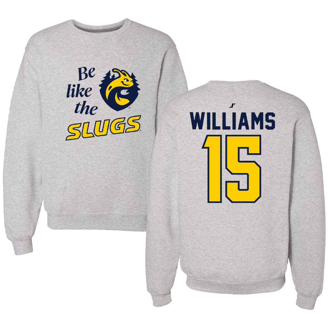 University of California-Santa Cruz Volleyball Light Gray Be Like Us Crewneck - #15 Ryan Williams