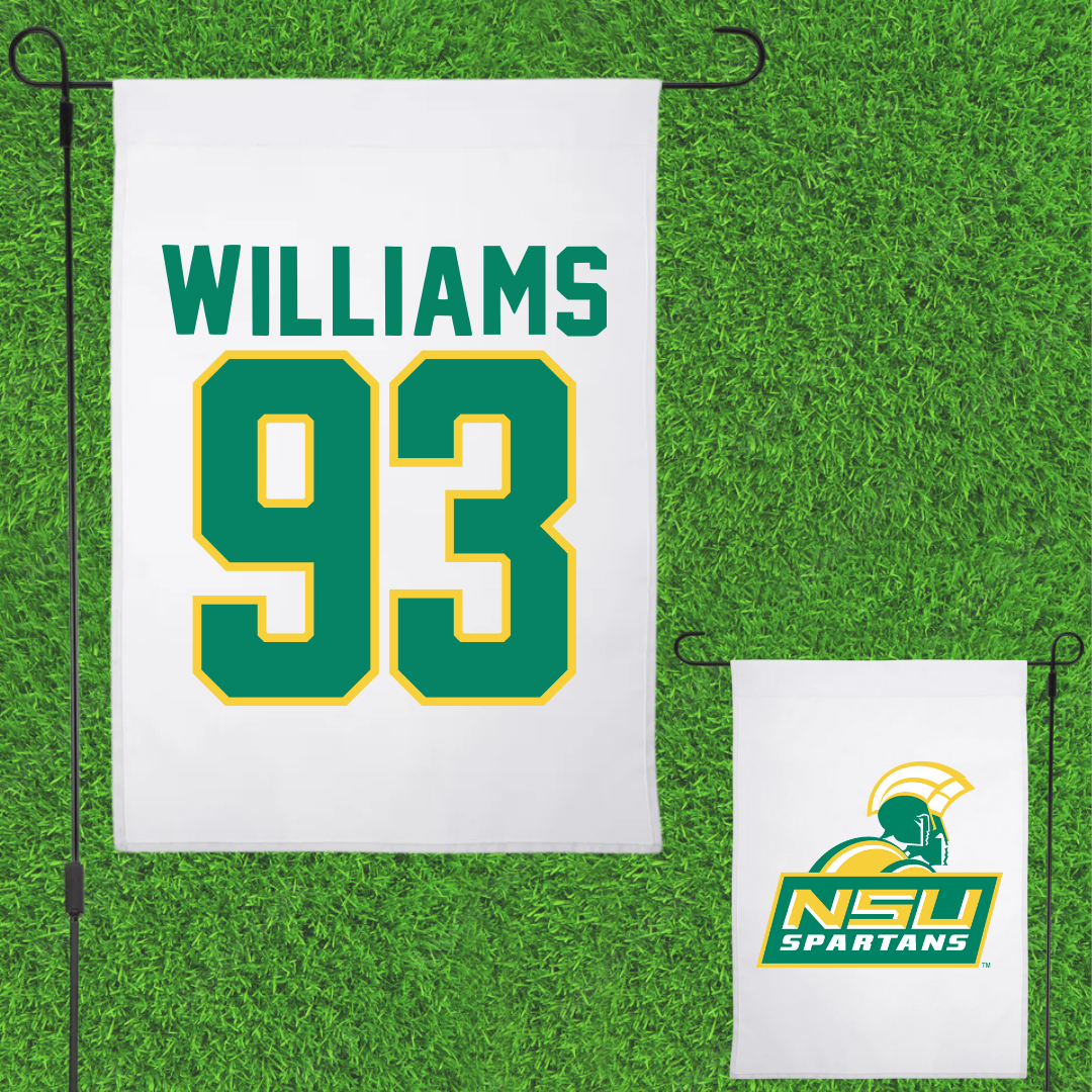 Norfolk State University Football White Garden Flag - #93 Jaylen Williams