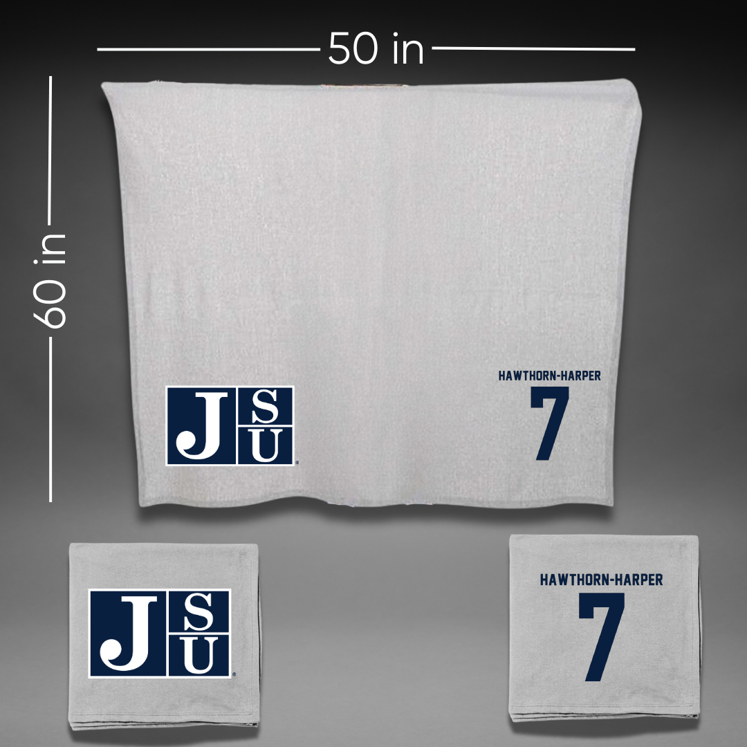 Jackson State University Soccer Gray Blanket - #7 Ryanne Hawthorn-Harper