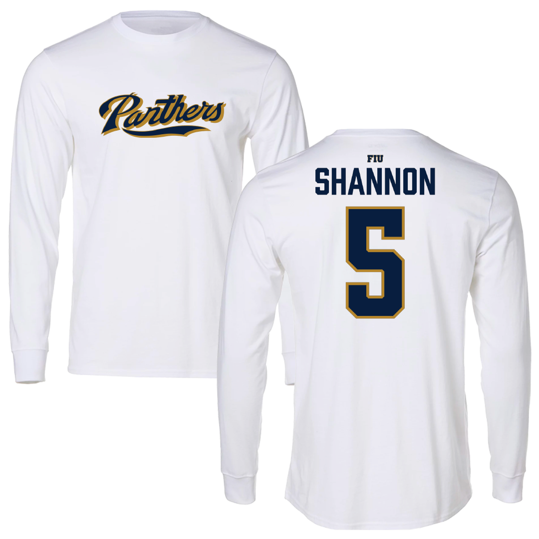 Florida International University Football White Panthers Performance Long Sleeve - #5 Steven Shannon