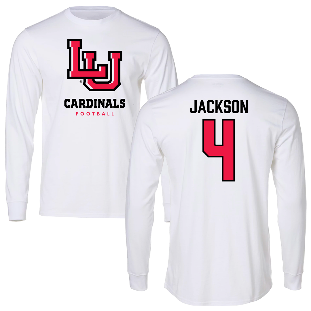 Lamar University Football White Performance Long Sleeve - #4 Jaymond Jackson