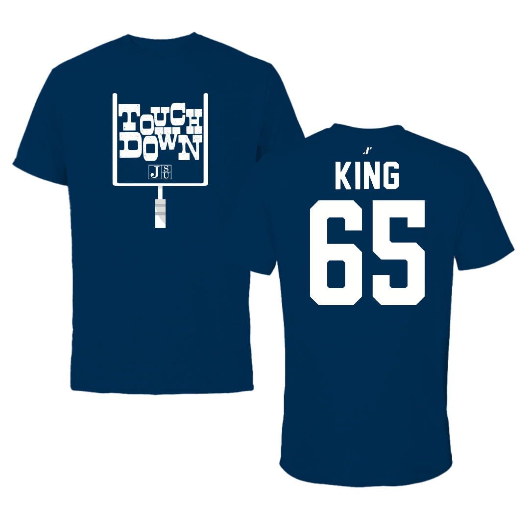 Jackson State University Football Navy Touchdown Tee - #65 Jackson King