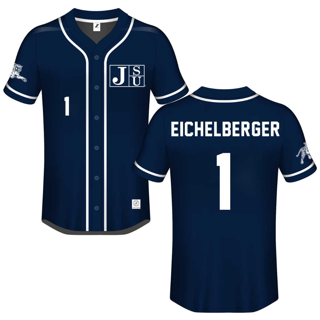 Jackson State University Navy Button-Down Jersey - #1 Joseph Eichelberger