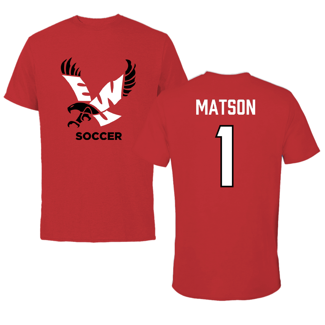 Eastern Washington University Soccer Red Performance Tee - #1 Kiara Matson