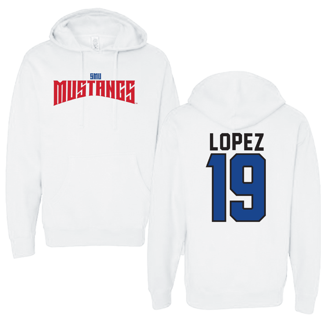 Southern Methodist University Soccer White Classic Hoodie - #19 Milton Lopez