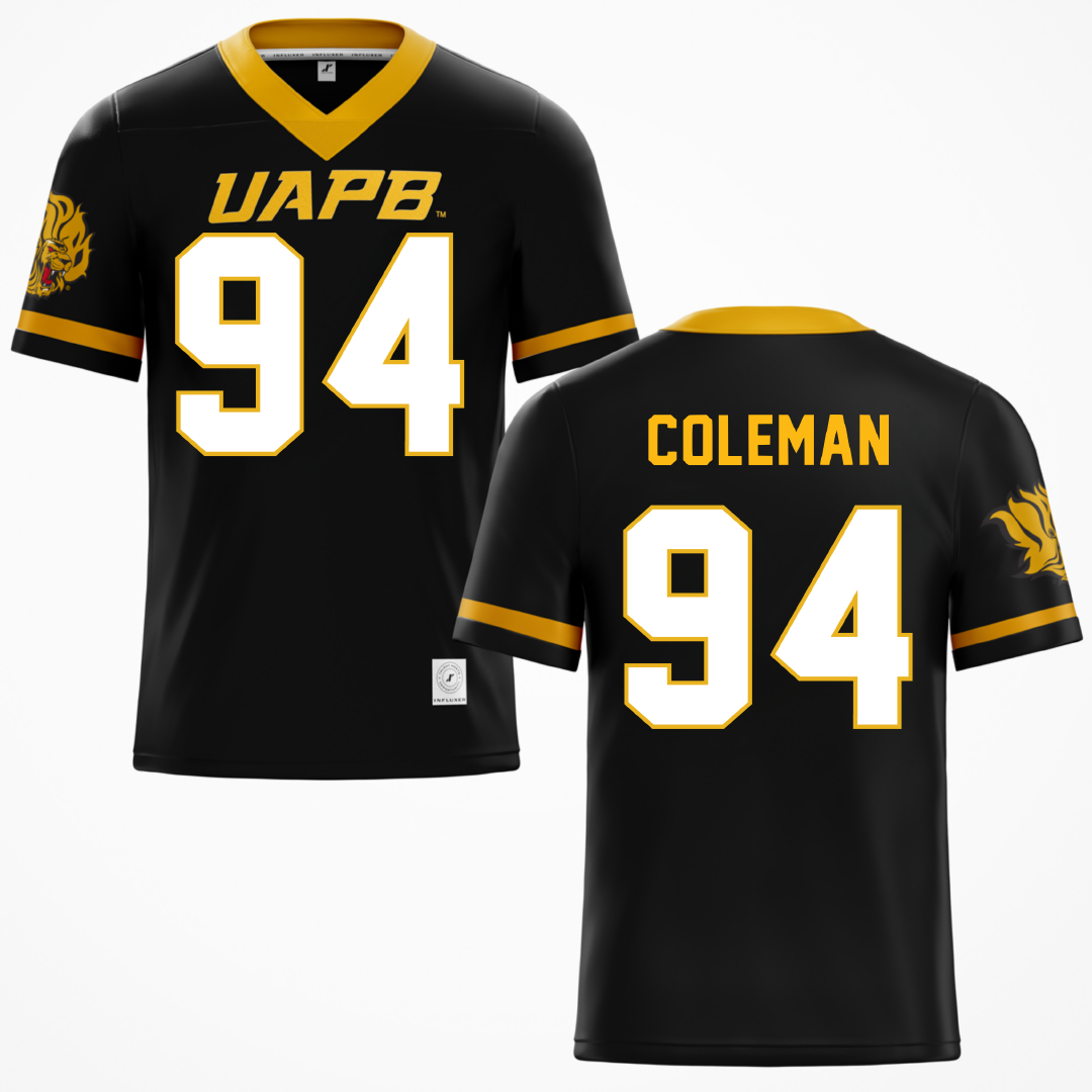 University of Arkansas-Pine Bluff Black Football Jersey - #94 Cameron Coleman