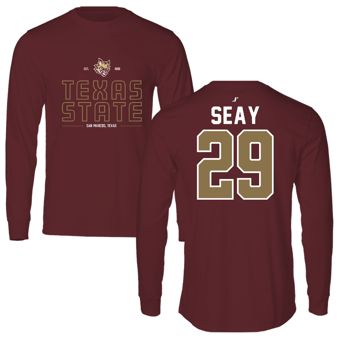Texas State University Baseball Maroon General Performance Long Sleeve - #29 Taylor Seay