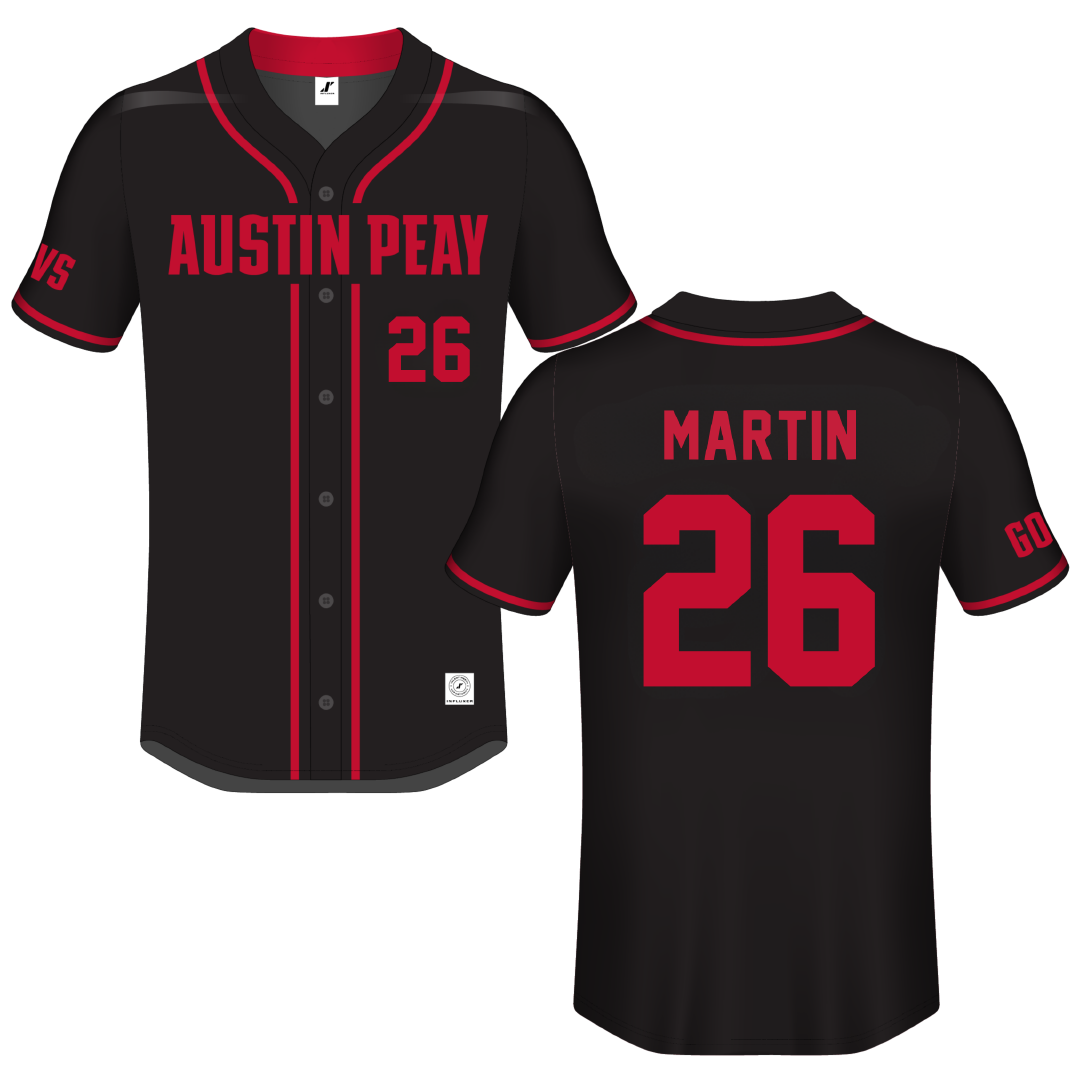 Austin Peay State University Black Button-Down Jersey - #26 Ashley Martin